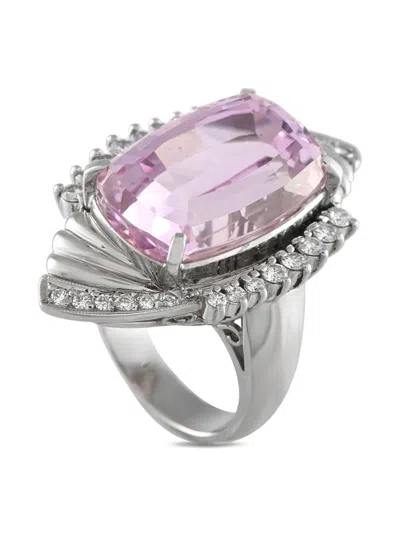 Pre-owned Lb Exclusive Platinum Kunzite Ring In Silver