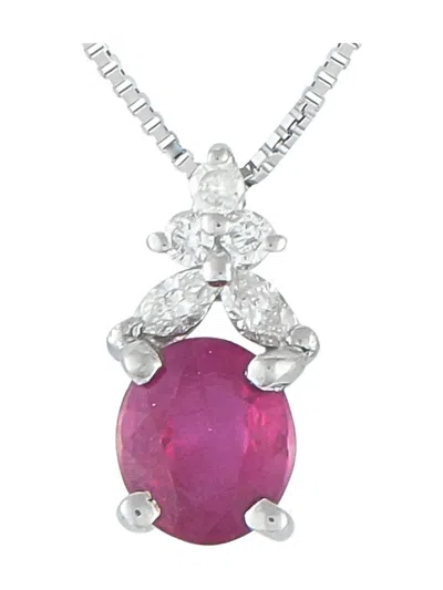Pre-owned Lb Exclusive Platinum Ruby And Diamond Necklace In Silver