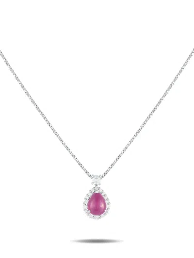 Pre-owned Lb Exclusive Platinum Ruby And Diamond Necklace In Silver