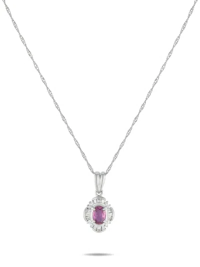 Pre-owned Lb Exclusive Platinum Ruby And Diamond Necklace In Silver