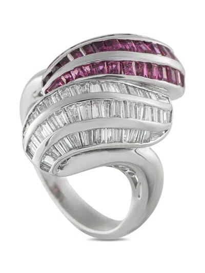 Pre-owned Lb Exclusive Platinum Ruby And Diamond Ring In Silver