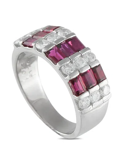 Pre-owned Lb Exclusive Platinum Ruby And Diamond Ring In Silver