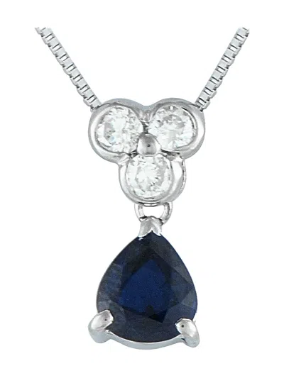 Pre-owned Lb Exclusive Platinum Sapphire And Diamond Necklace In Silver