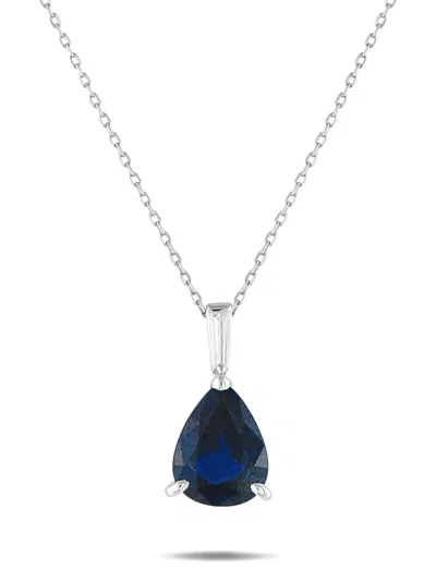 Pre-owned Lb Exclusive Platinum Sapphire And Diamond Necklace In Silver