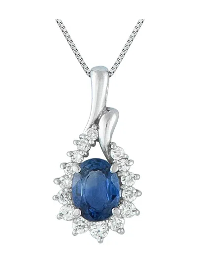 Pre-owned Lb Exclusive Platinum Sapphire And Diamond Necklace In Silver