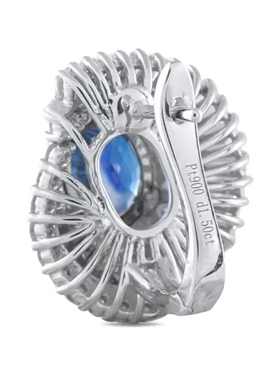 Pre-owned Lb Exclusive Platinum Sapphire Earrings In Silver