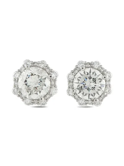 Pre-owned Lb Exclusive Platinum Stud Diamond Earrings In Silver