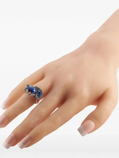 Pre-owned Lb Exclusive Platinum Tanzanite And Diamond Ring In Silver