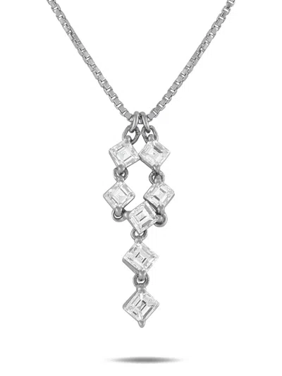 Pre-owned Lb Exclusive Platinum Tiered-design Diamond Necklace In Silver