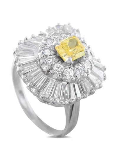 Pre-owned Lb Exclusive Platinum Yellow Diamond Ring In Silver