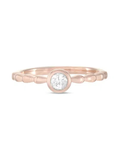 Pre-owned Lb Exclusive  14k Rose Gold Solitaire Diamond Ring In Pink