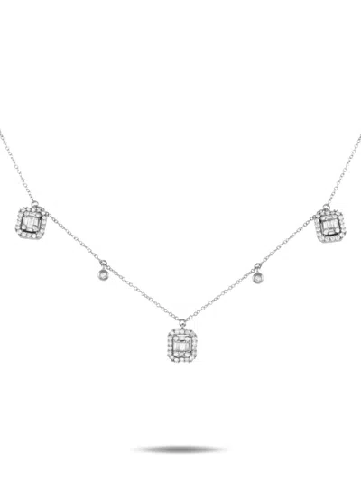Pre-owned Lb Exclusive  14k White Gold Diamond Necklace In Silver
