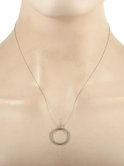 Pre-owned Lb Exclusive  14k White Gold Diamond Necklace In Silver