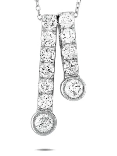 Pre-owned Lb Exclusive  14k White Gold Diamond Pendant In Silver