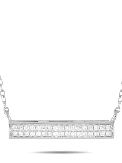 Pre-owned Lb Exclusive  14k White Gold Pendant Diamond Necklace In Silver