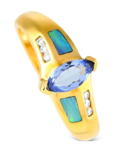 Pre-owned Lb Exclusive  14k Yellow Gold Diamond And Tanzanite Ring In 金色
