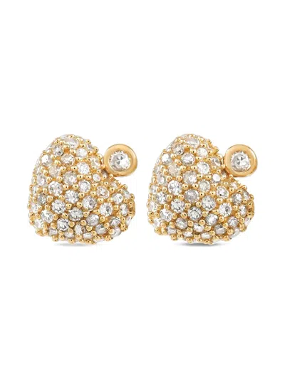 Pre-owned Lb Exclusive  14k Yellow Gold Heart Diamond Earrings
