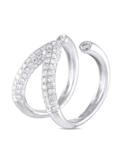 Pre-owned Lb Exclusive  18k White Gold Diamond Open-split Ring In Silver