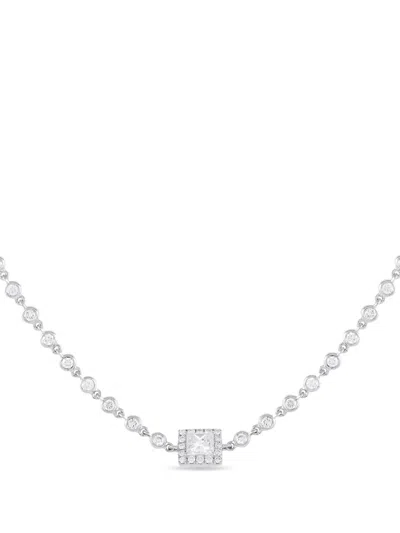 Pre-owned Lb Exclusive  18k White Gold Diamond Pendant Necklace In Silver