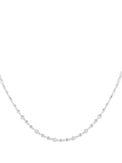 Pre-owned Lb Exclusive  18k White Gold Layered Diamond Necklace In Silver