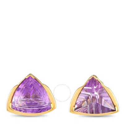 Lb Exclusive 14k Yellow Gold Amethyst Geometric Clip On Earrings Mf02 032824 In Purple