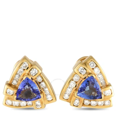 Lb Exclusive 14k Yellow Gold Diamond And Tanzanite Earrings Mf06 012424 In Multi-color