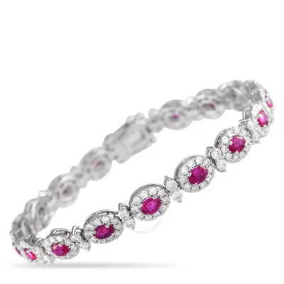 Lb Exclusive 18k White Gold 3.88ct Diamond And Ruby Bracelet Mf14 031924 In Multi-color