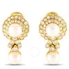 LB EXCLUSIVE PRE-OWNED LB EXCLUSIVE 18K YELLOW GOLD 3.50CT DIAMOND AND PEARL CLIP ON EARRINGS MF03 032824