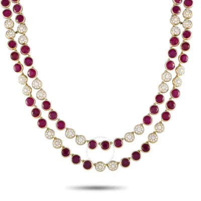 Lb Exclusive 18k Yellow Gold 6.50ct Diamond And Ruby Necklace Mf23 031524 In Multi-color