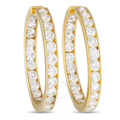 Lb Exclusive 18k Yellow Gold 7.20ct Diamond Inside Out Hoop Earrings Mf22 031524 In Multi-color