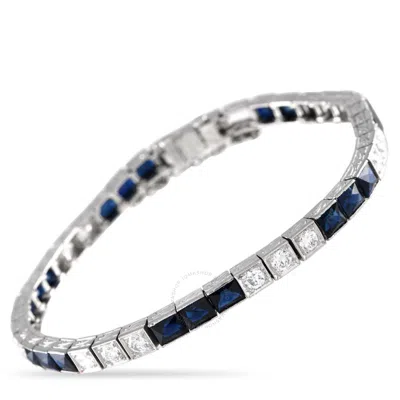 Lb Exclusive Platinum 2.0 Ct Diamond And 6.5 Ct Sapphire Bracelet Mf37 052024 In Gray