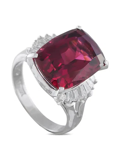 Pre-owned Lb Exclusive Rhodolite Garnet And Diamond Ring In Silver