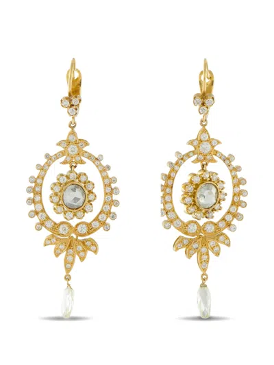 Pre-owned Lb Exclusive Rose-cut Diamond Drop Earrings In Gold