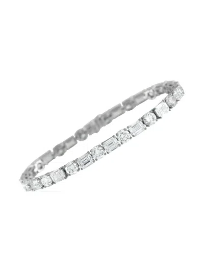 Pre-owned Lb Exclusive Round Emerald Diamond Bracelet In Silver