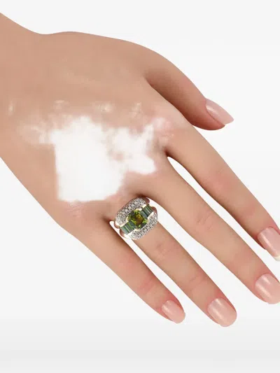 Pre-owned Lb Exclusive Round-cut Diamond And Peridot Ring In Gold