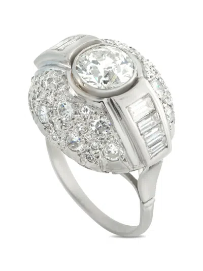 Pre-owned Lb Exclusive Rounded Diamond Ring In Silver