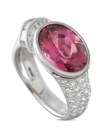 Pre-owned Lb Exclusive Rubellite And Diamond Ring In Silver