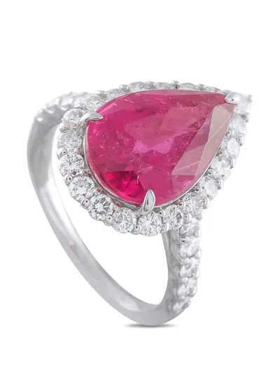 Pre-owned Lb Exclusive Rubellite And Diamond Ring In Silver