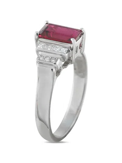 Pre-owned Lb Exclusive Rubellite Diamond Embellished Ring In Silver