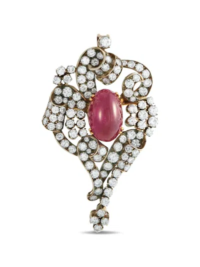 Pre-owned Lb Exclusive Ruby And Diamond Brooch In Gold