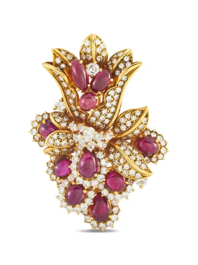 Pre-owned Lb Exclusive Ruby And Diamond Brooch In Gold
