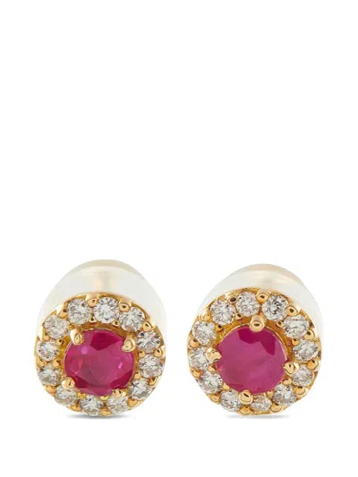 Pre-owned Lb Exclusive Ruby And Diamond Earrings In Gold
