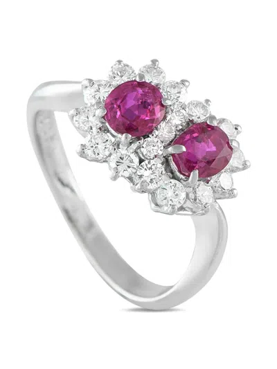 Pre-owned Lb Exclusive Ruby And Diamond-embellished Ring In Silver