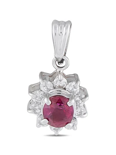 Pre-owned Lb Exclusive Ruby And Diamond Pendant In Silver
