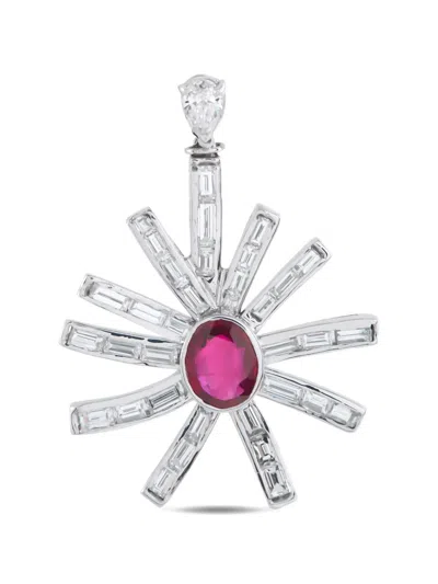 Pre-owned Lb Exclusive Ruby And Diamond Pendant In Silver