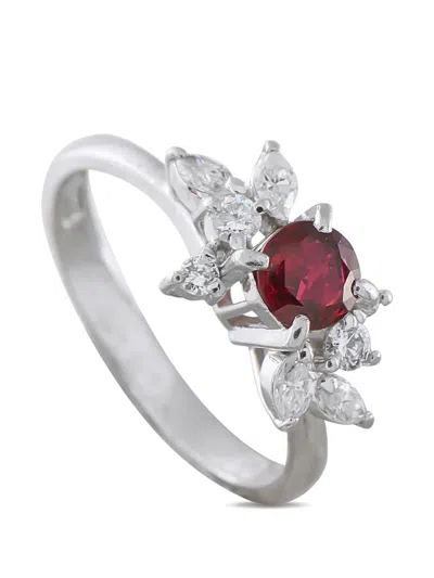 Pre-owned Lb Exclusive Ruby And Diamond Ring In Silver
