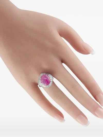 Pre-owned Lb Exclusive Ruby And Diamond Ring In Silver