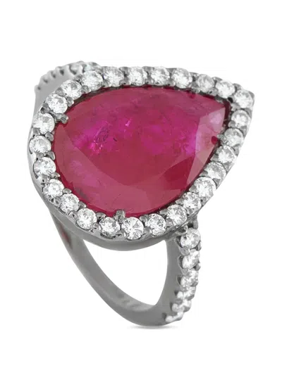 Pre-owned Lb Exclusive Ruby And Diamond Ring In Silver