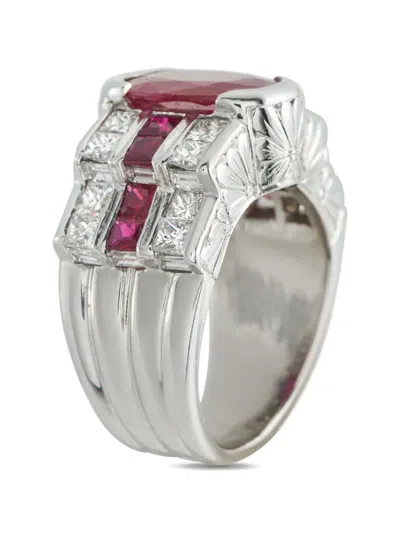 Pre-owned Lb Exclusive Ruby And Diamond Ring In Silver