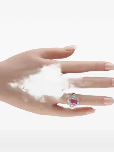 Pre-owned Lb Exclusive Ruby And Diamond Ring In Silver